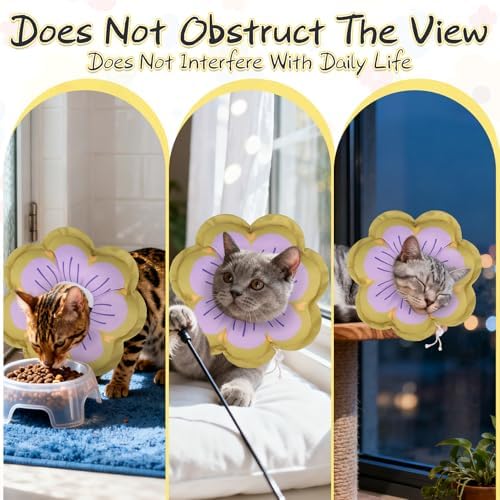 EXPAWLORER Cat Cone Collar Soft, Cat E Collar Recovery After Surgery to Stop Licking, Adjustable Waterproof Cute Neck Elizabethan Pet Kitten Puppy Donut Pillow for Cats Puppy Wound Healing, Greens - Image 6