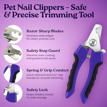 gameOFF Cat Grooming Kit 6 in 1, Include: Nail Clipper, Brush for Shedding, Wand Toy, Interactive Ball Toy, Bath Brush, Ear Cleaner Finger Wipes (30ct.), Cat Grooming Supplies, Kitten Supplies - Image 4