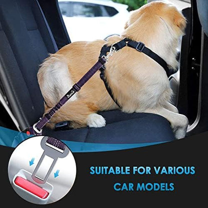 SlowTon Dog Seat Belt for Car, 2 Pack Dog Car Harness Seatbelt with Bungee - Image 3