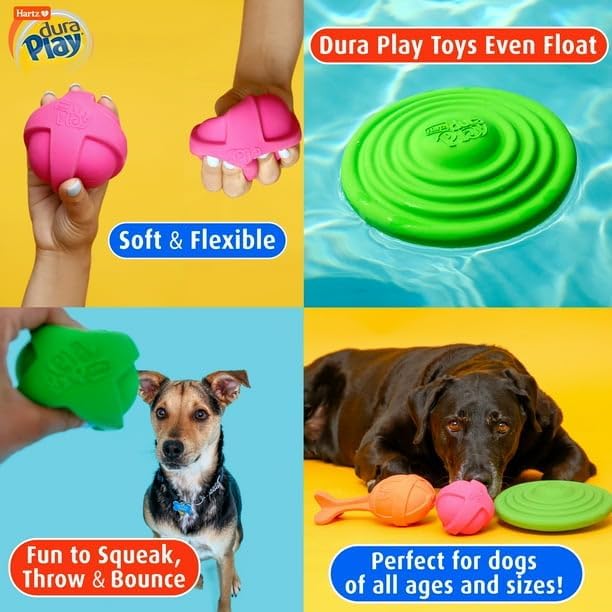 Dura Play Soft Dog Bone Toy for Gentle Chewers, Latex, Green Colors, Exterior is Made of Firm, Natural Latex for Durability, Medium