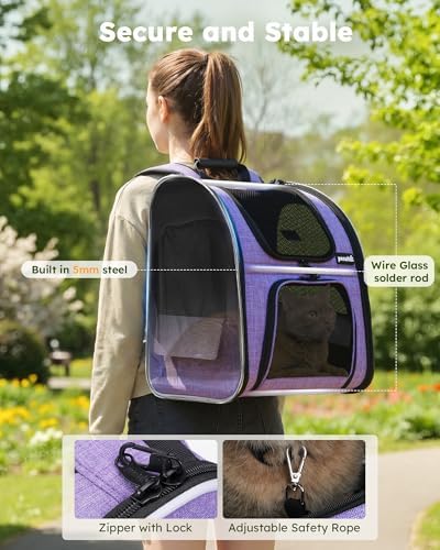 pecute Cat Backpack Expandable, Cat Carrier with Breathable Window - Image 5