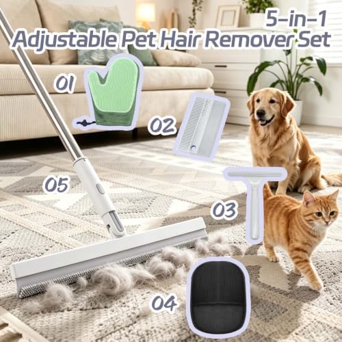 Carpet Rake for Pet Hair Removal Tool - 5 in 1 Kit for Dog Cat Fur Remover - Image 7
