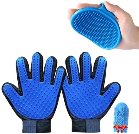 Pet Grooming Set with Dog Washing Gloves for Bathing, Dog Bath Brush and Silicone Dog Toothbrush, Pet Grooming Gloves for Dogs, Cats and Horses with 185 Silicone Tips by 1TO3GO