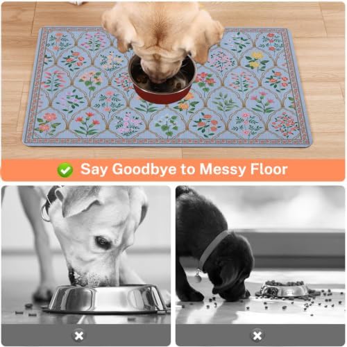 Absorbent Pet Dog Bowl Mat for Food and Water, Pet Cat Food Feeding Mat with Non Slip Rubber Backing, Dog Food Mats for Floors Waterproof, 17"x30" - Image 3