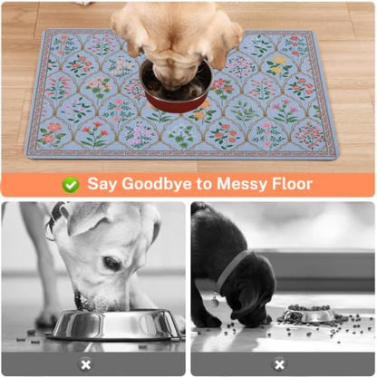 Absorbent Pet Dog Bowl Mat for Food and Water, Pet Cat Food Feeding Mat with Non Slip Rubber Backing, Dog Food Mats for Floors Waterproof, 24"x32" - Image 3
