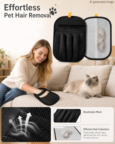 Pet Hair Removal Glove, Five-Finger Electrostatic Pet Hair Removal Glove - Image 6