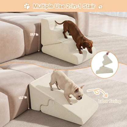 Dog Ramp for Bed, Extra Wide 20" Width Dog Stairs for High Bed - Image 3