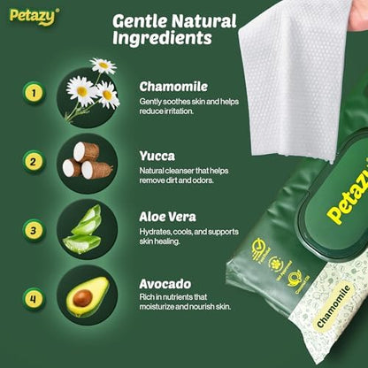 Petazy Pet Wipes for Dogs & Cats - Paws, Ears & Butt Cleaning, 200 Count - Image 3