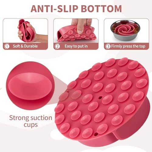 Slow Feeder Dog Bowls Insert, Animire Soft Silicone Slow Eating Dog Food Bowl for Small, Medium and Large Dogs, Compatible with Regular and Elevated Bowls - Image 5