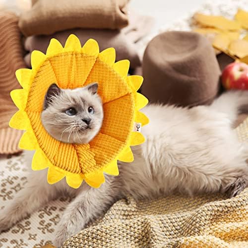 Sunflower Cat Recovery Cone Collar Soft Adjustable Elizabethan Cone,Small - Image 5