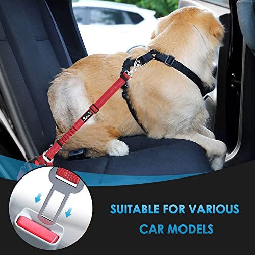 SlowTon Dog Seat Belt for Car, 2 Pack Dog Car Harness Seatbelt with Bungee - Image 4