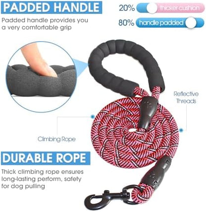 BAAPET 2/4/5/6 FT Dog Leash with Comfortable Padded Handle and Highly Reflective Threads for Small Medium and Large Dogs (5FT-1/2'', Black Pink) - Image 2