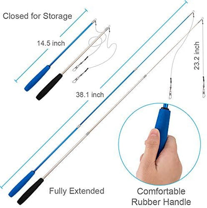 JIARON Cat Toys Interactive Feather Toy, 2PCS Retractable Wand and 10PCS Replacement Teaser with Bell Refills, Interactive Catcher and Funny Exercise for Kitten. - Image 2