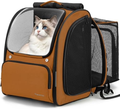 Expandable Cat Backpack Carrier for Cats, Kitten and Puppy, Brown by Unknown