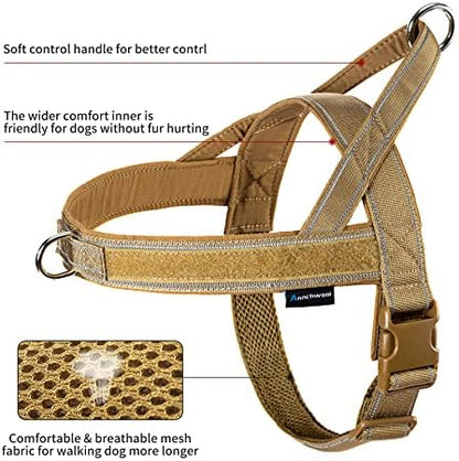Annchwool No Pull Dog Harness with Soft Padded Handle-Reflective Strip Escape Proof and Quick Fit to Adjust Dog Harness-Easy for Training Walking for Small & Medium and Large Dogs(Brown,S) - Image 4
