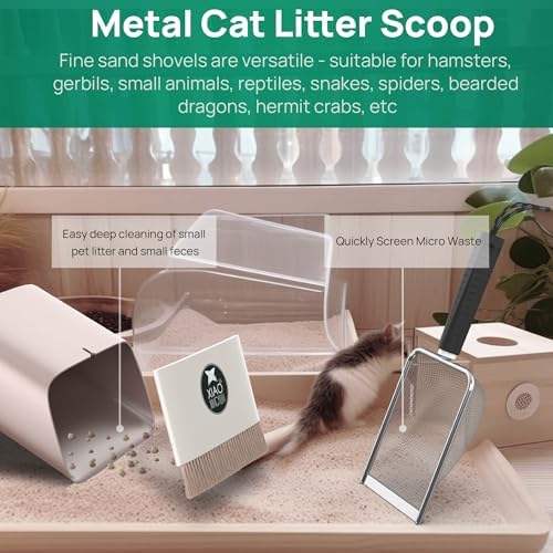 Hamster Metal Litter Scoop for Sandbath Box,Stainless Steel Litter Scooper includes Portable Small Broom and Dustpan, Fine Cat Litter Scoop Easy to Clean Small Pets or Reptile Terrarium Sand Waste - Image 5
