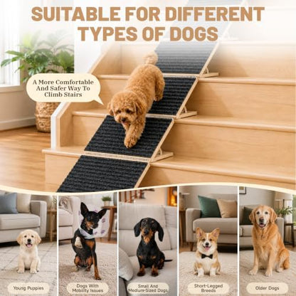 Dog Ramp for Stairs - 2 Pack Wooden Dog Ramps with 16 Anti-Slip Pads - Image 2