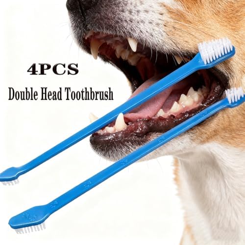YMCCOOL Triple Head & Double Head Dog Toothbrush Set,360 Degree Toothbrush,Finger Rubber Toothbrush, Multi-Angle Dental Cleaning Brushes forDog Cat Oral Dental Health - Image 5
