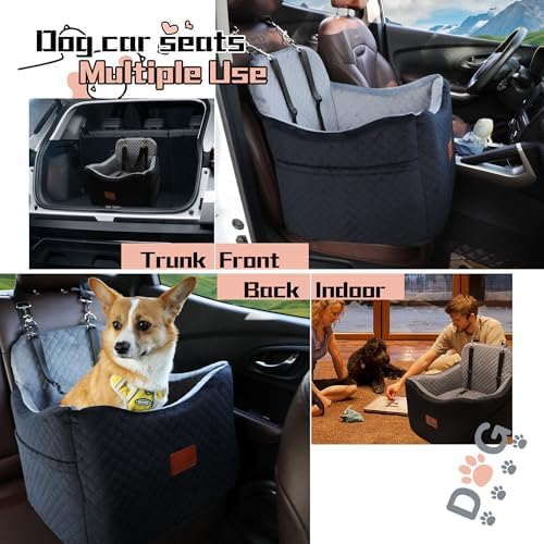 Dog Car Seats-Memory Sponge and Velvet Pet Booster Car Seat,Safety and Comfy,Ride Height 6" Elevated Enough to See Out the Window,Both Front and Back Seats Apply,Esay to Install and Clean.(H-Black) - Image 5