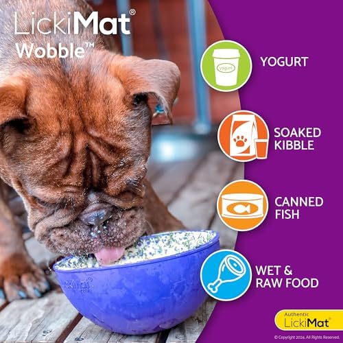 LICKIMAT Wobble, Dog Slow Feeder Bowl Lick Mat, Boredom Anxiety Reducer; Perfect for Food, Treats, Yogurt, or Peanut Butter. Fun Alternative to a Slow Feed Dog Bowl, Purple - Image 4