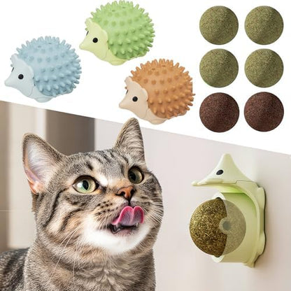 Catnip Toys with 6 Refill Catnip Balls & 3 Massage Shells by Petinstinct