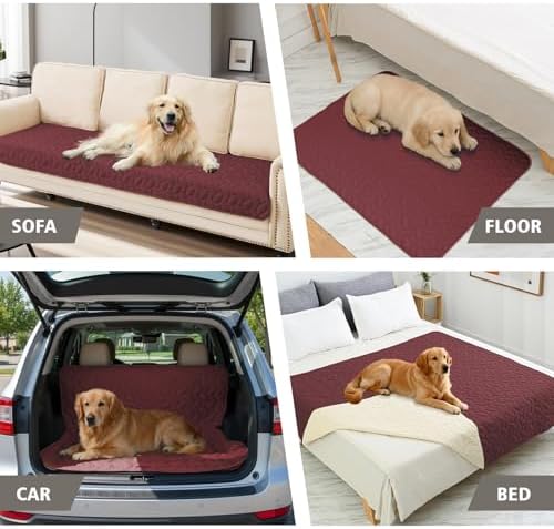 Ameritex Pet Bed Cover Dog Bed Blanket for Sofa and Furniture Waterproof New Pattern Design (52x82 Inch, Burgundy) - Image 3