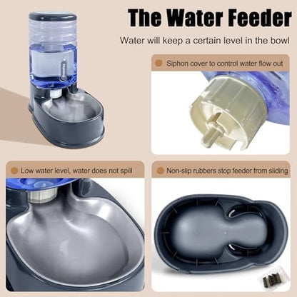 Stainless Steel Automatic Pet Feeder for Small&Medium Pets Automatic Food Feeder and Waterer Stainless Steel Bowls Set 3.8 L, Travel Supply Feeder and Water Dispenser for Dogs Cats Pets Animals - Image 5