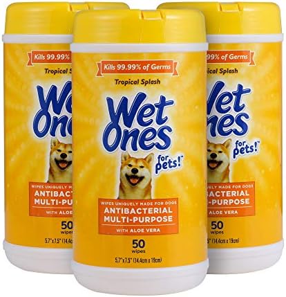 Wet Ones for Pets Multi-Purpose Dog Wipes with Aloe Vera, 50 Count - 3 Pack | Dog Wipes for All Dogs in Tropical Splash, Wipes for Paws & All Purpose by WetOnes