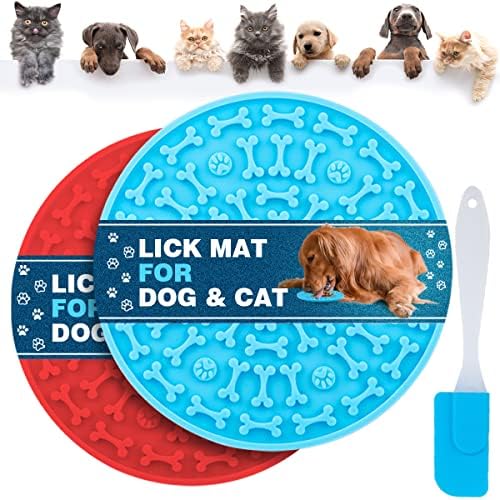 Dog Lick Pad, Pet Bathing Grooming Distraction Wall Mounted Silicone Slow Feeder Mat with Strong Suction, 2 Pack by MooonGem
