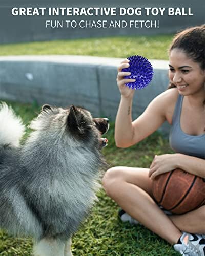 Pweituoet 2 Pack 4.5” Heavy Duty Squeaky Dog Ball for Medium Large Dogs, Spikey Dog Ball Toys for Clean Teeth and Training, Large Dog Toys for Aggressive Chewers - Image 7