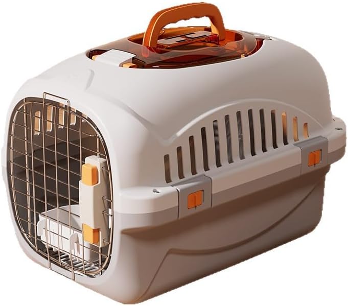 Cat Carrier Airline Approved, Portable Pet Travel Crate with Anti-Stress Design for Cats & Small Dogs, Car Safe Kennel with Top Window (Grey) by Unknown