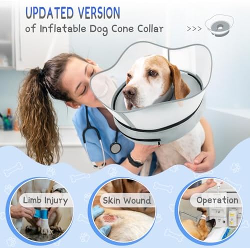 Supet Raised Inflatable Dog Cone Collar to Stop Licking, Soft Dog Cone Alternative After Surgery, Pet Neck Donut Collar for Small Medium Large Dogs - Image 2