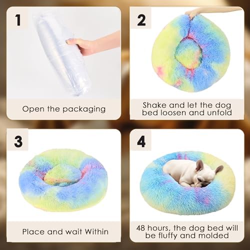 Hoewina Dog & Cat Bed, 20in Cat Beds for Indoor Cats (Rainbow) - Image 6