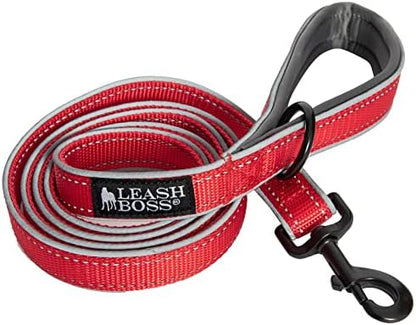 Leashboss 6ft Ultra Comfort Double-Thick Soft Padded Handle Reflective Leash for Large, Medium, and Small Dogs/Puppies | Heavy Duty Nylon by LeashBoss