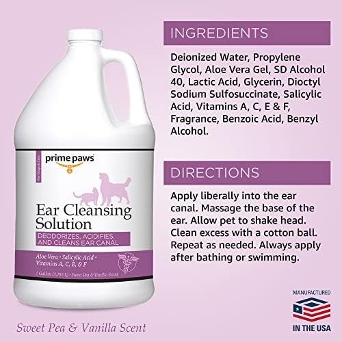 Ear Cleansing Solution for Dogs & Cats - Deodorizing Dog Cleaner with Aloe Vera Vitamins Professional Pet Flush Cleans Acidifies Canal Complete Care 1 gal, White (PRIM1059) - Image 7
