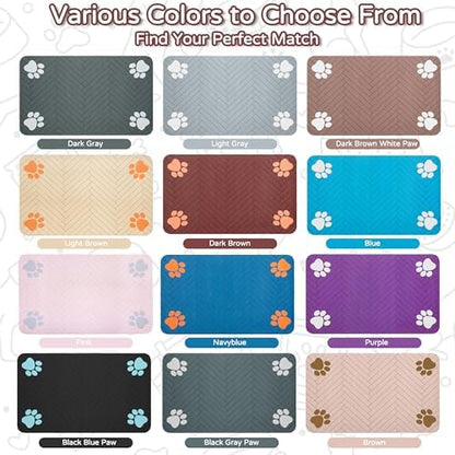Dog Cat Food Mat, Absorbent Pet Feeding Mat for Food and Water Bowl - Image 2