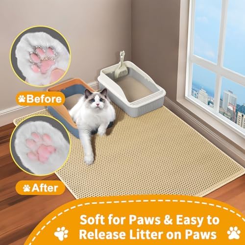 Extra Large Cat Litter Mats, XL 47"x28" Litter Trapping Mat for Cat,Litter Box Matt for indoor, 2 Layer Catcher Rug,Waterproof Urine Proof,Clean Easily,Non-Slip - Image 6