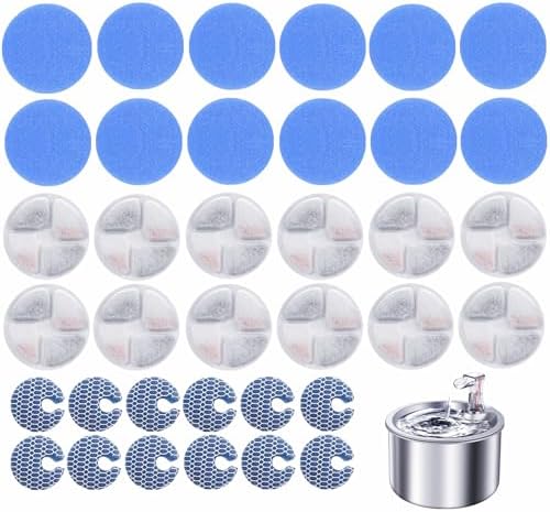 12 Set Replacement Carbon Filters, Cat Water Fountain Filters for 67oz/2L Stainless Steel Pet Fountain, Triple Filtration System by Unknown