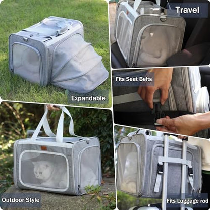 Cat Carriers Soft Stylish Small Dogs Puppy Pets Bag,Sturdy,Ventilated,Airline Approved,Expandable,Rabbit Cage Small Animals Travel Outdoor Carry Kennel Gray Color - Image 6