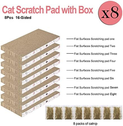 8 Packs in 1 Cat Scratch Pad, Cat Scratcher Cardboard,Reversible,Durable Recyclable Cardboard, Premium Scratch, Suitable for Cats to Rest, Grind Claws and Play - Image 2