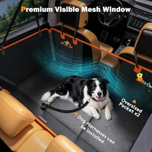 Hard Bottom Dog Car Seat Cover for Back Seat, PU Leather Dog Seat Extender - Image 6