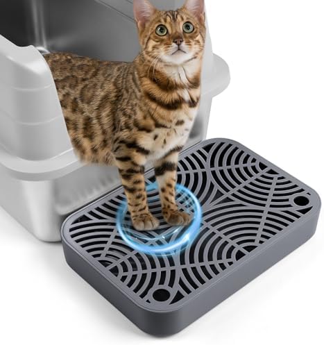 Cat Litter Box Step Non-Slip Cat Step with Filter Function, Dark Grey by Bartuke