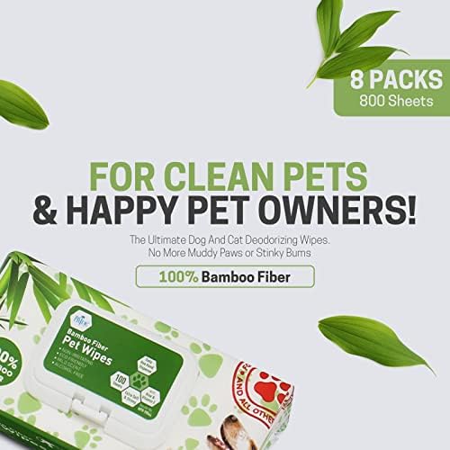 MED PRIDE Bamboo Fiber Dog Wipes 8x8 in,Biodegradable,Aloe Vera,800 Count - Image 6