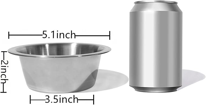 FOYO Stainless Steel Pet Bowls Set - Cat and Dog Small Bowls, 12 OZ Food and Water Dishes, Set of 2