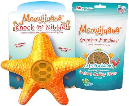 Meowijuana Knock 'n' Nibble Toy & Treat Bundle | Starfish & Seafood by Meowijuana