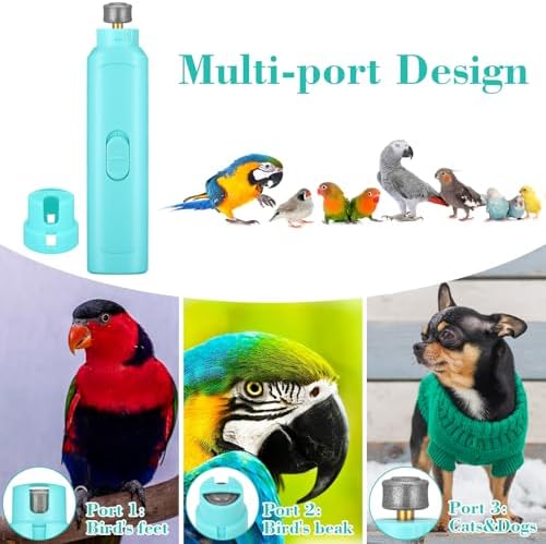 Lasnten 2 Pcs Bird Nail Grinder with Clipper Bird Nail Trimmer File Pet Grooming Tool for Parrot Budgerigars Parakeets Myna Conure Finches Lovebirds (Cyan Blue) - Image 5