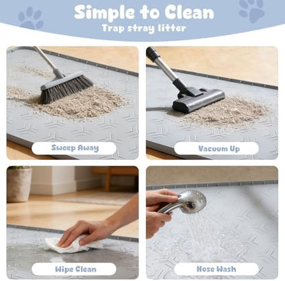 JUJOMAT Cat Litter Box Mat, 34"×22" Waterproof Silicone Cat Litter Trapping - Image 4