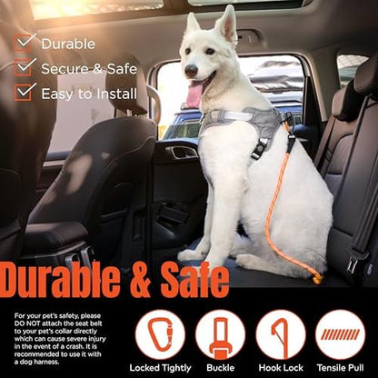 Dog Seat Belt for Car | Universal Pet Car Seatbelt with Reflective Climbing Rope, Aviation Aluminum Carabiner with 360° Swivel & Auto-Lock, Secure Safety Restraint (Ranger Green 360°) - Image 2