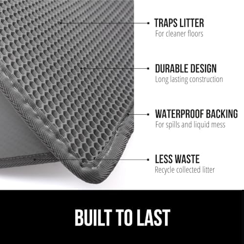 GORILLA GRIP Honeycomb Cat Litter Box Mat, Soft on Paws, 24x15, Gray - Image 2