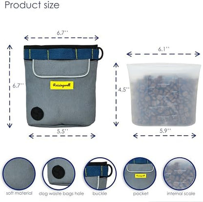 Raisingwell Dog Treat Pouch for Pet Walking and Training with Clicker 2 Cup Silicone Bag Small Fanny Pack Holder for Puppy Snack Dispenser Kit for Leash and Outdoor Use (Gray) - Image 2